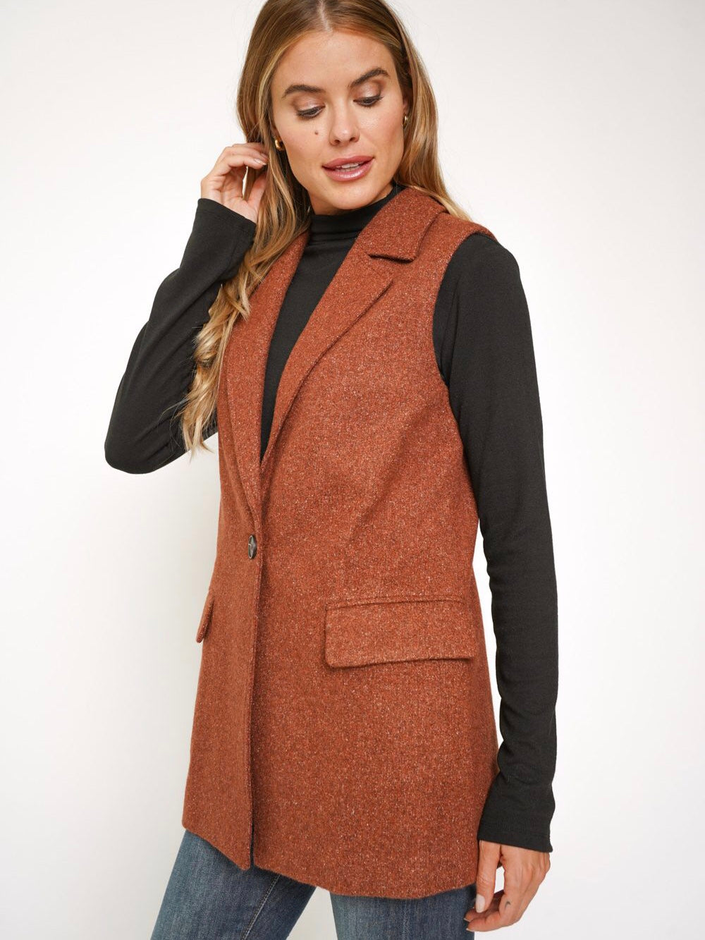 Virginia Tweed Vest - Brick