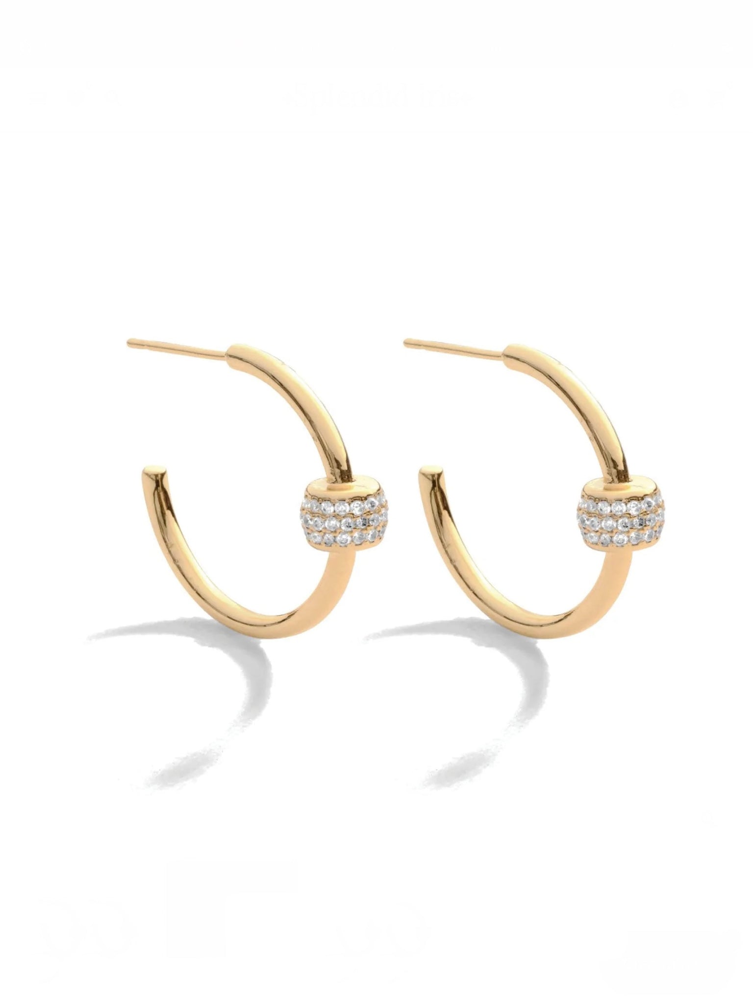Hoop with Pave Accent Earrings - Gold