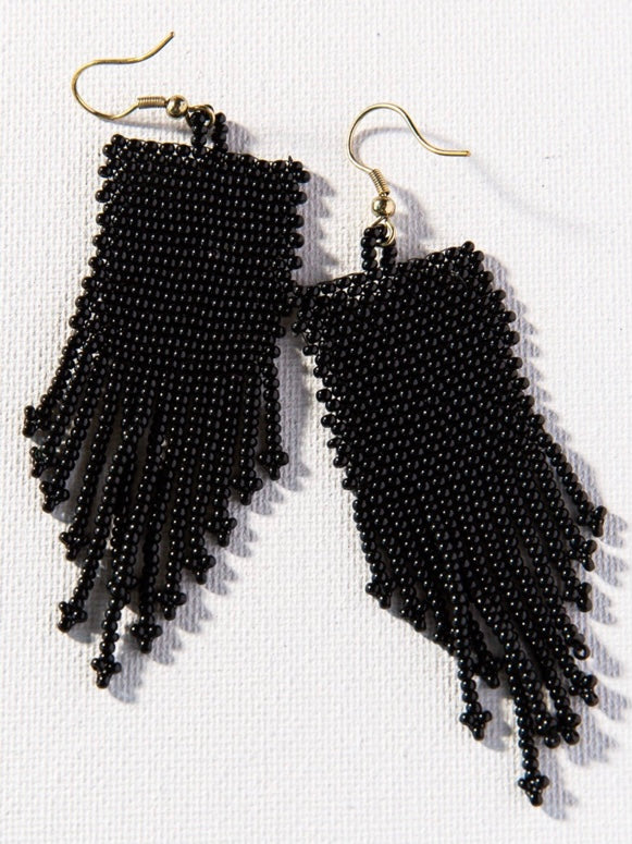 Black Seed Bead Earrings