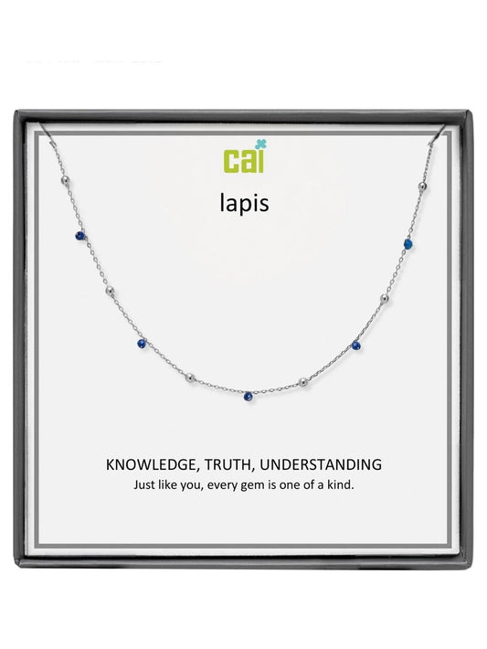 Silver Lapis Satellite Gemstone Necklace