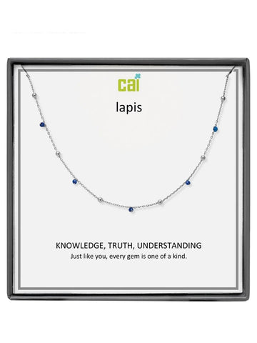 Silver Lapis Satellite Gemstone Necklace