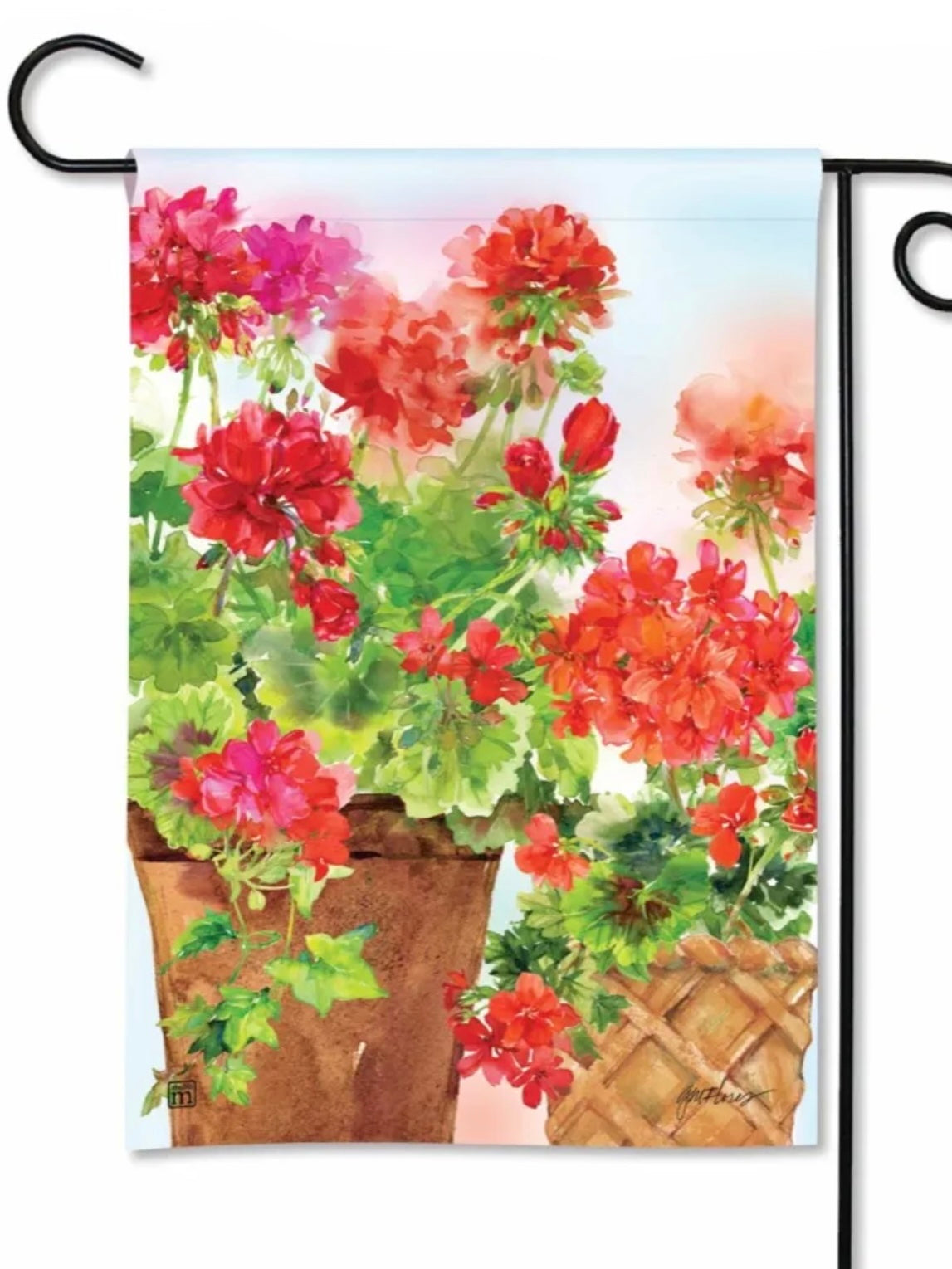 Potted Geraniums Garden Flag (Flag Stand Sold Separately)
