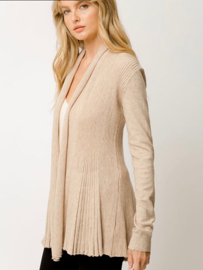 Alivia Pleated Cardigan - Light Taupe