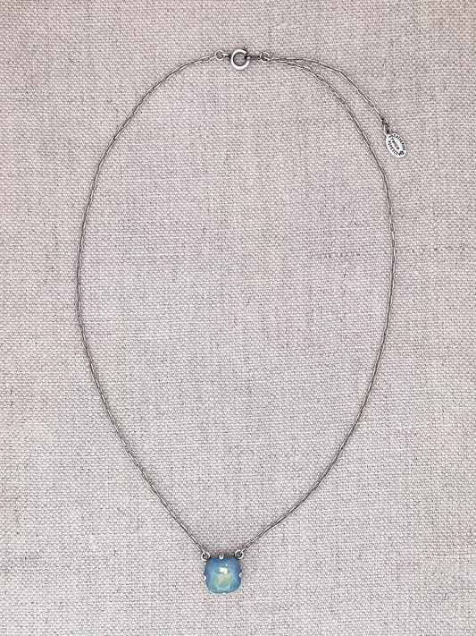Simone Necklace - Silver with Air Blue Opal