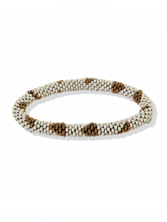 Ivory And Gold Triangle Design Slide And Stack Bracelet