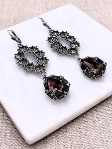 Adelaide Earrings - Silver with Black Diamond