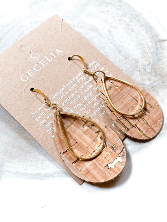 Cutie Teardrop Earrings with Teardrop Frame | Cork