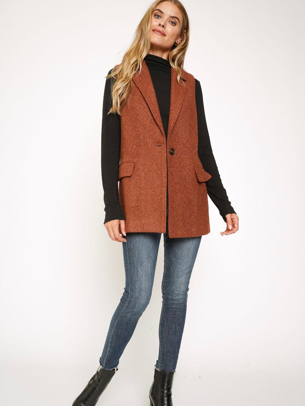 Virginia Tweed Vest - Brick