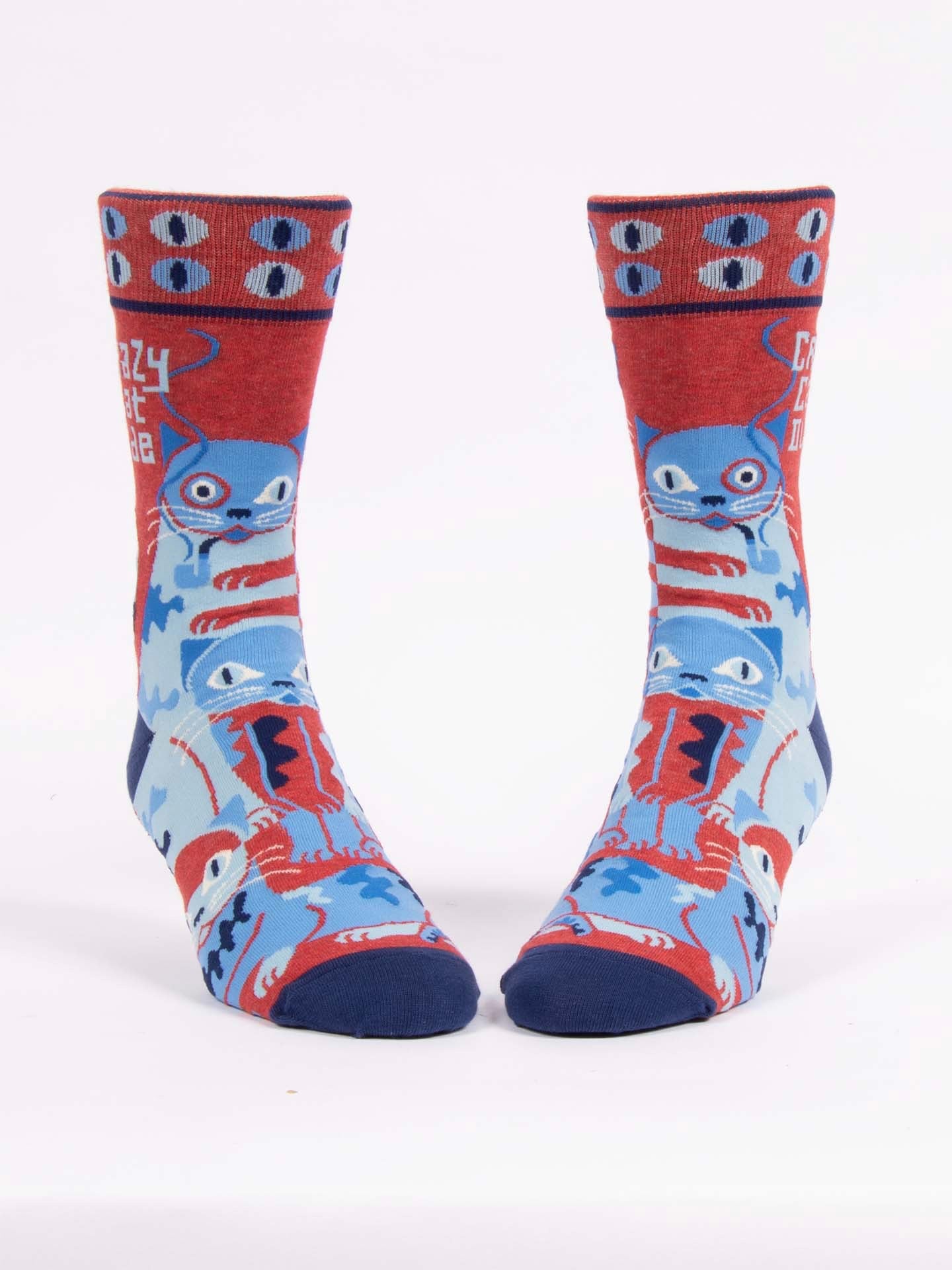 Men’s Crazy Cat Dude Crew Socks