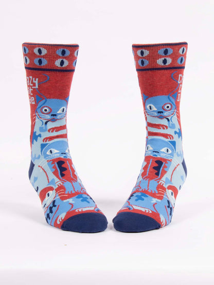 Men’s Crazy Cat Dude Crew Socks