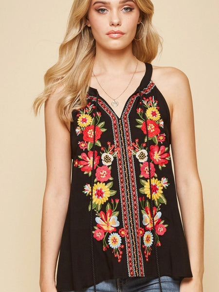 AN131530 Black Embroidered Top