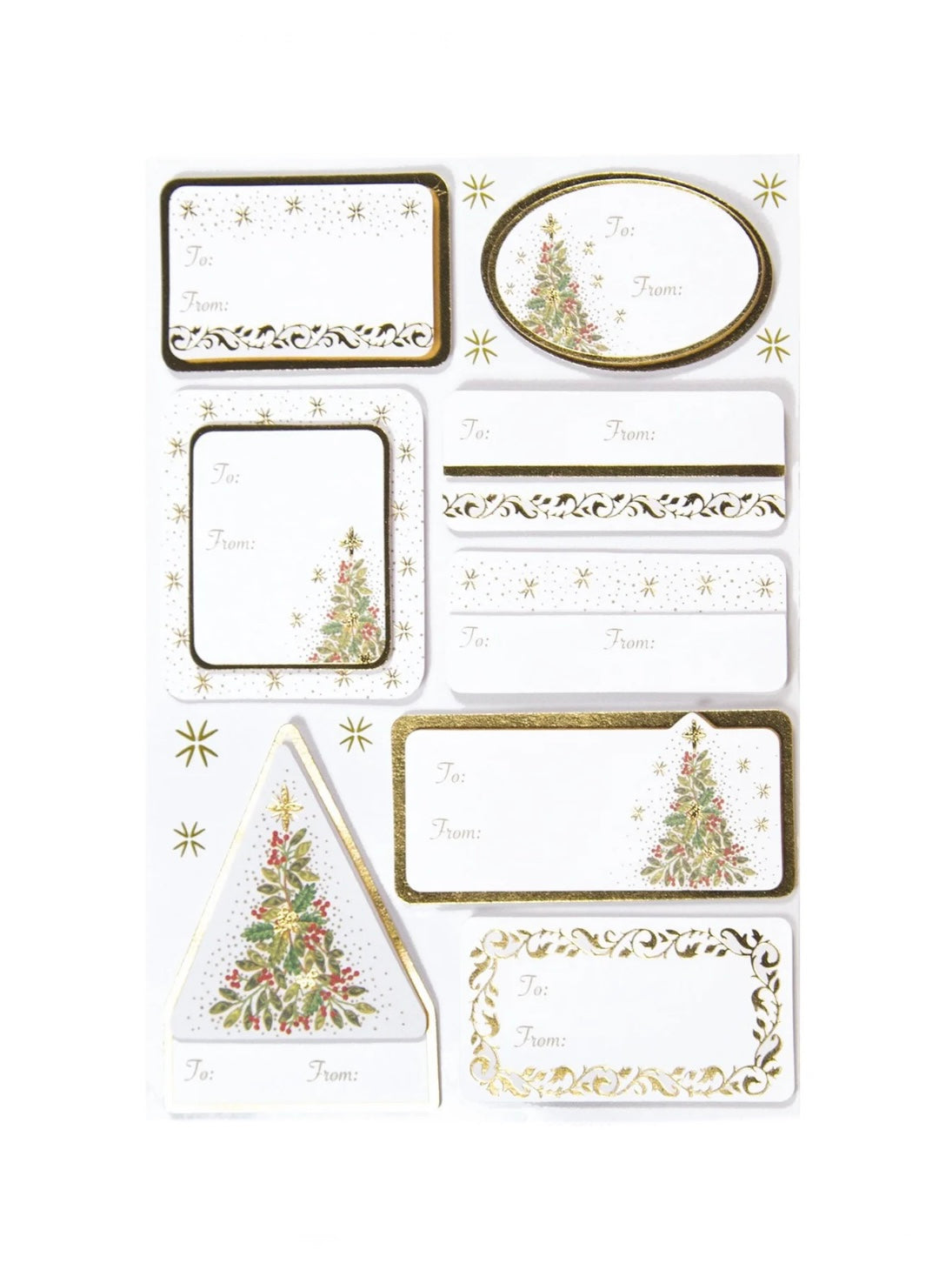 Golden Filigree Tree Embellished 3-D Gift Labels