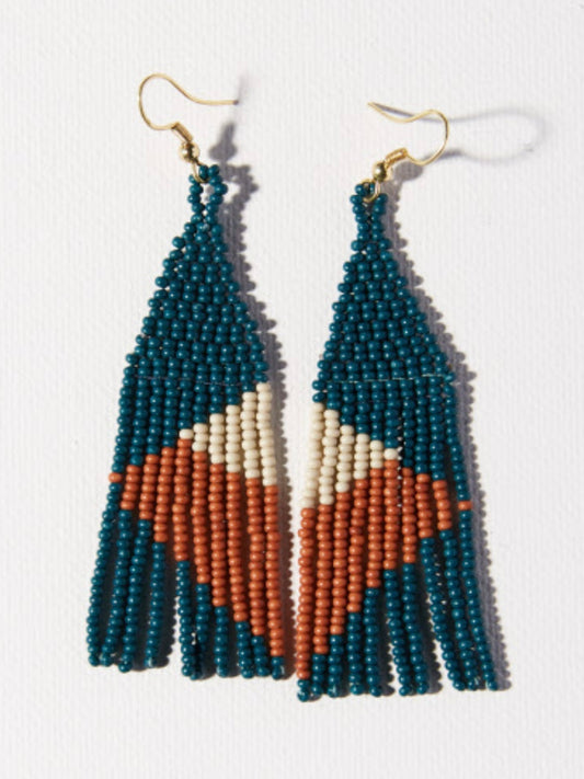 Peacock Rust Geometric Angles Earrings