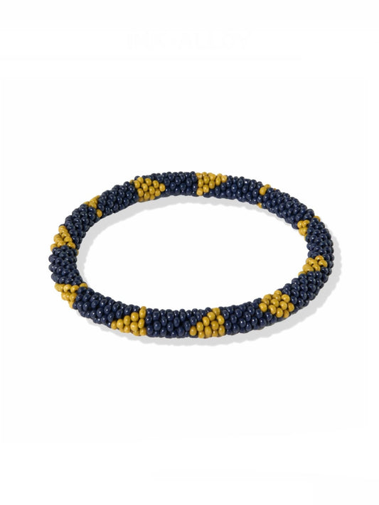 Navy And Citron Triangle Design Slide And Stack Bracelet