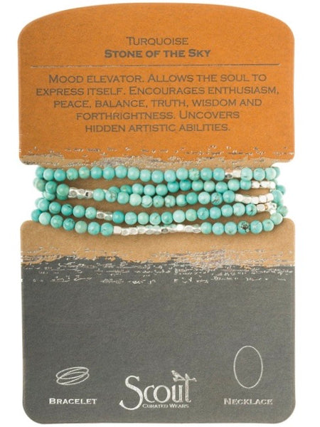 Turquoise/silver - Stone of the Sky Wrap Bracelet / Necklace