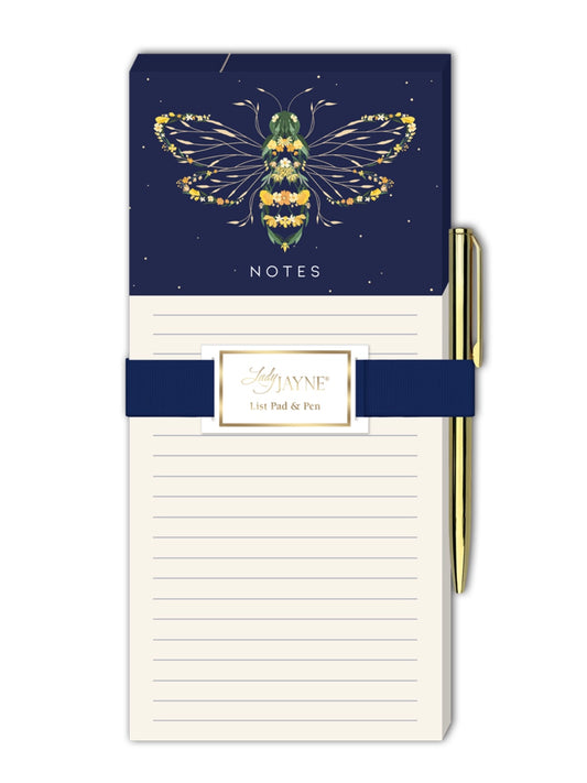 Garden Bee Magnetic List Pad with Pen