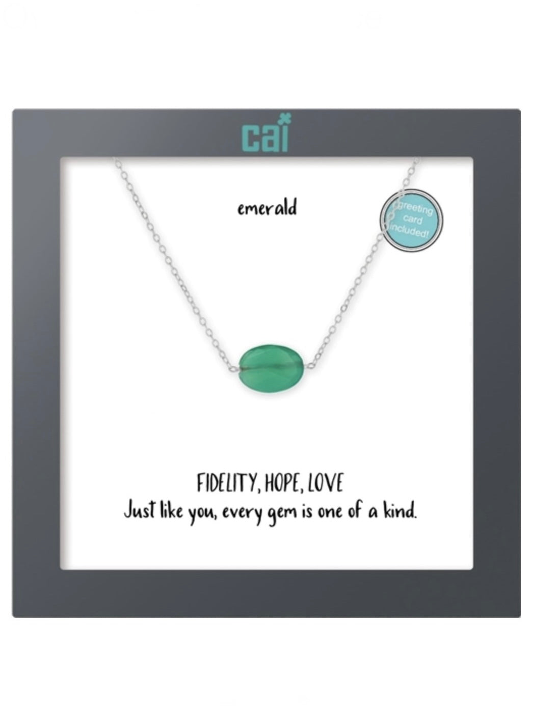 Silver Oval Emerald Necklace