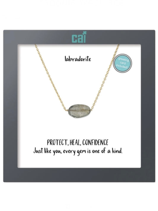 Gold Oval Labradorite Necklace