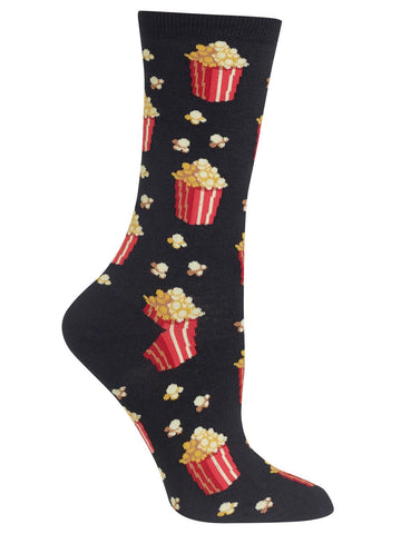 Women’s Popcorn Crew Socks Black