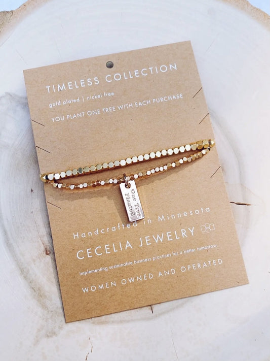 Hepburn Double Wrap | 3 mm Matte Gold Nugget