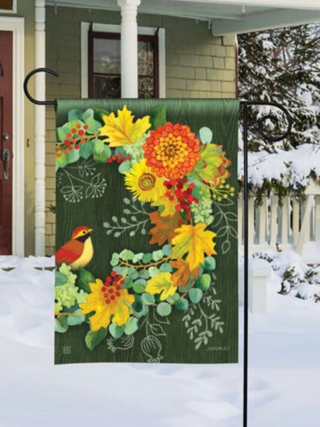 Fall Wreath Garden Flag (Flag Stand Sold Separately)