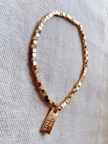 Hepburn Ankle Bracelet | 3 mm Shiny Gold Square
