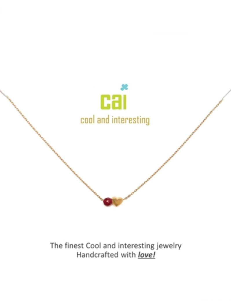 Gold 'Ruby-July' Mini Heart Birthstone Necklace