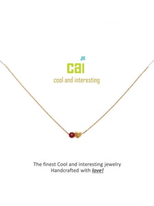 Gold 'Ruby-July' Mini Heart Birthstone Necklace