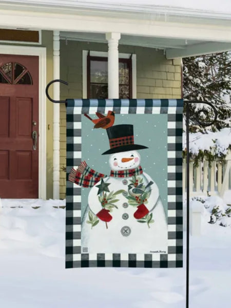 Holly Snowman Garden Flag (Flag Stand Sold Separately)