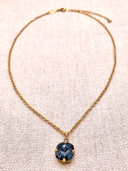 Anne Necklace - Gold with Midnight Blue