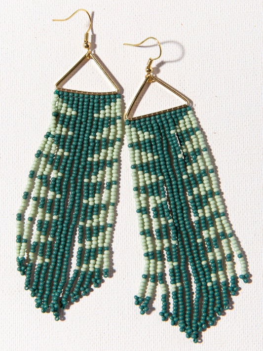 Teal And Mint Arrow Fringe Earring