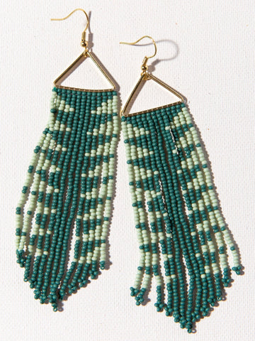 Teal And Mint Arrow Fringe Earring