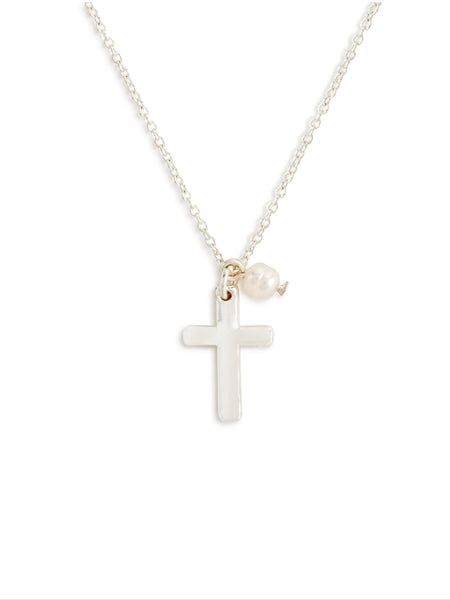 Wrapped in Prayer Dainty Cross Necklace - Silver
