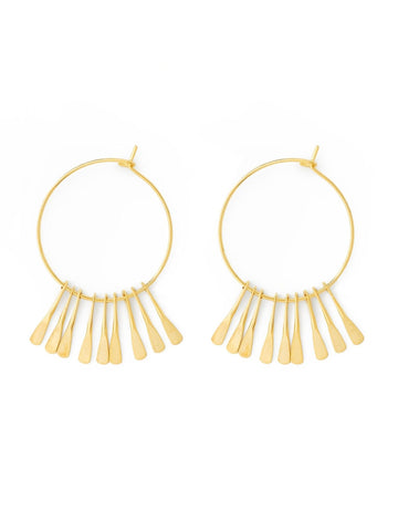 Studio Collection Delicate Circle with Small Multi Bars Earrings (Gold)