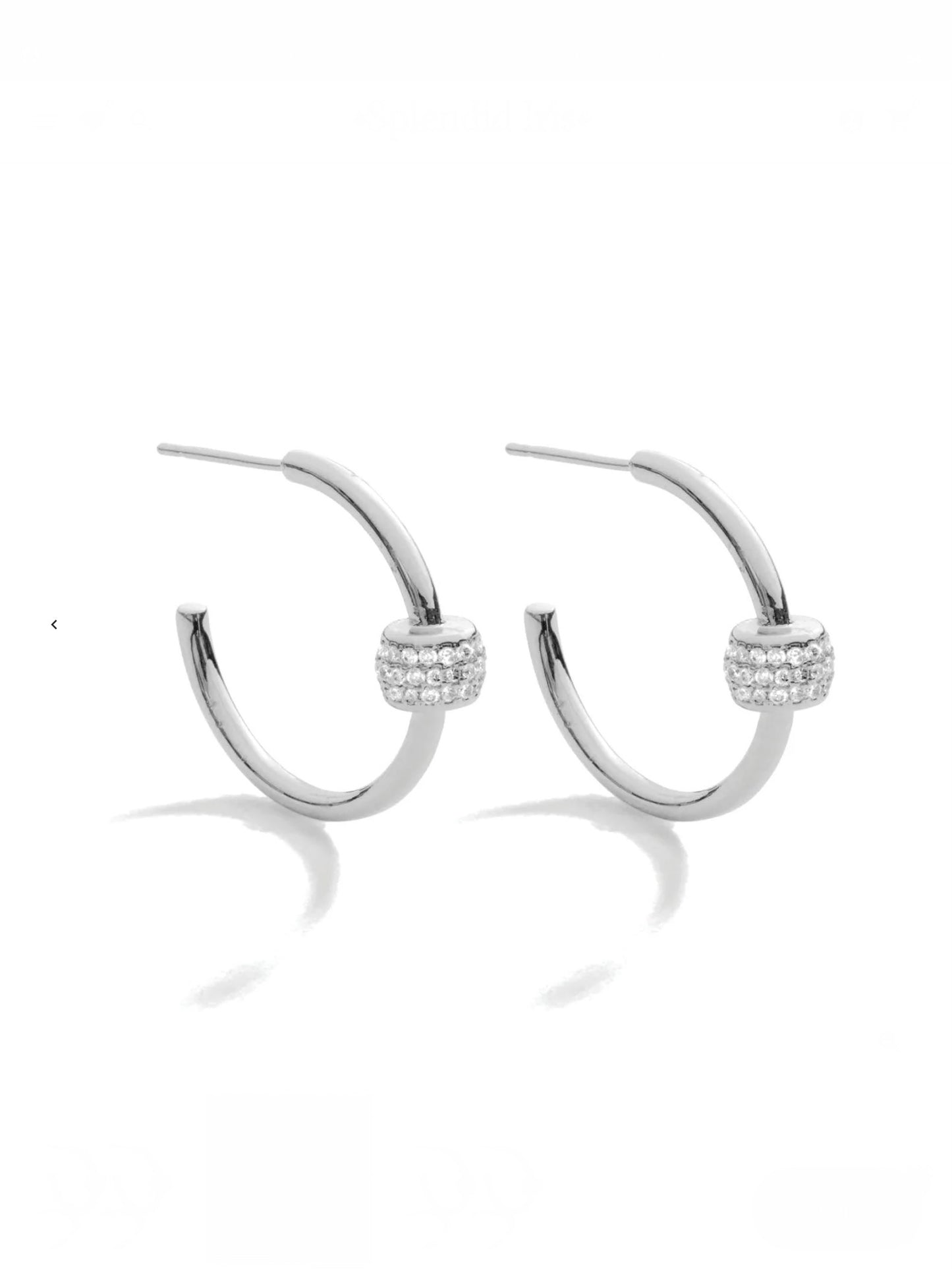 Hoop with Pave Accent Earrings - Silver