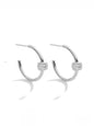 Hoop with Pave Accent Earrings - Silver