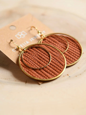 Round Leather Earrings | Rust