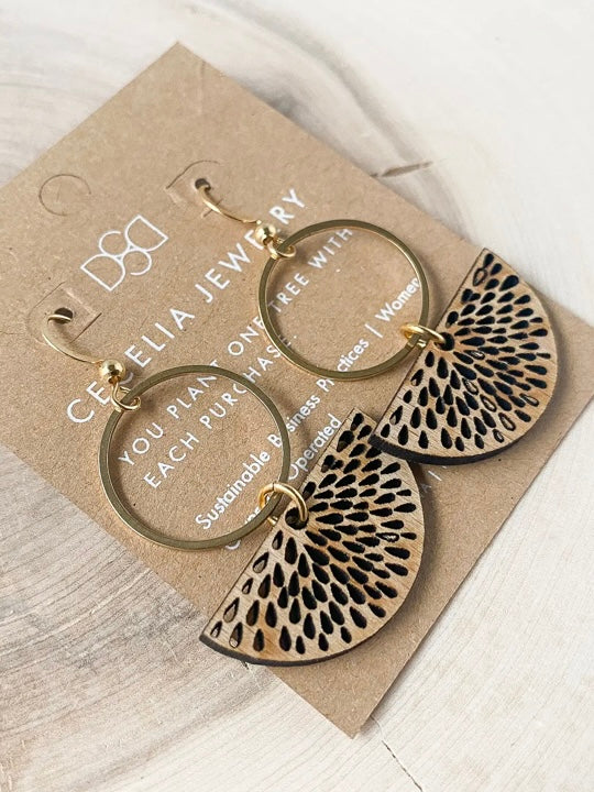 Wood Geometric Earrings | Pomegranate