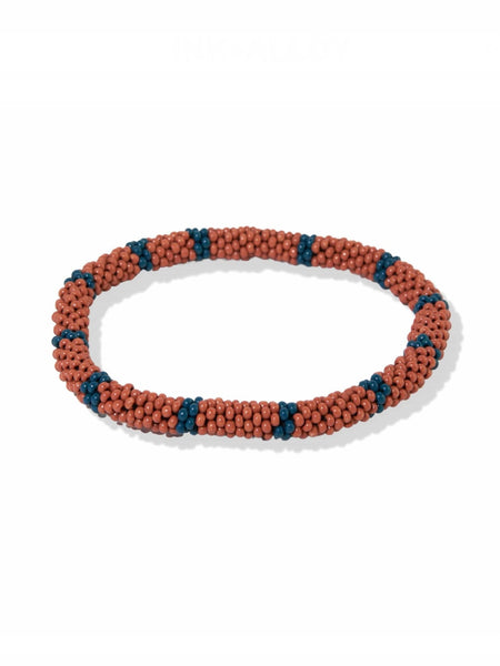 Rust And Peacock Stripe Slide And Stack Bracelet