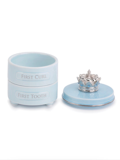 Blue First Tooth & Curl Keepsake Box