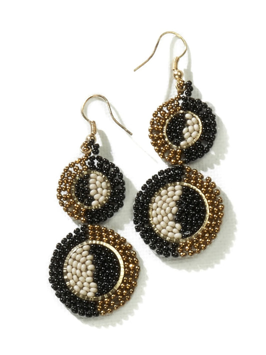 Kara Half Circles Beaded Earrings Black