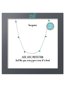 Turquoise Celestial Gemstone Silver Necklace