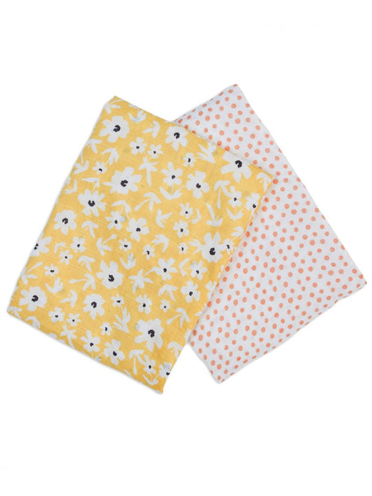 Yellow Wildflowers & Dots Cotton Swaddle 2 Pack