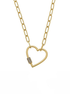 Lola Heart Screw Lock Necklace in Matte Gold