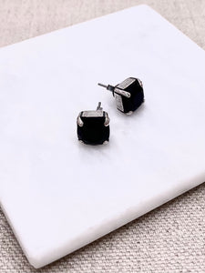 Emilie Post Earrings - Silver with Jet