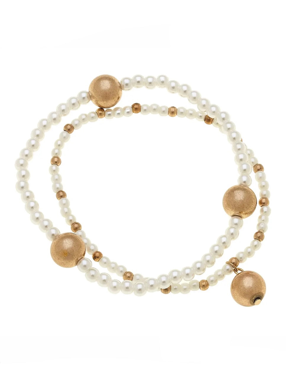 Aria Layered Pearl in Worn Gold (Set of 2) - Spheres