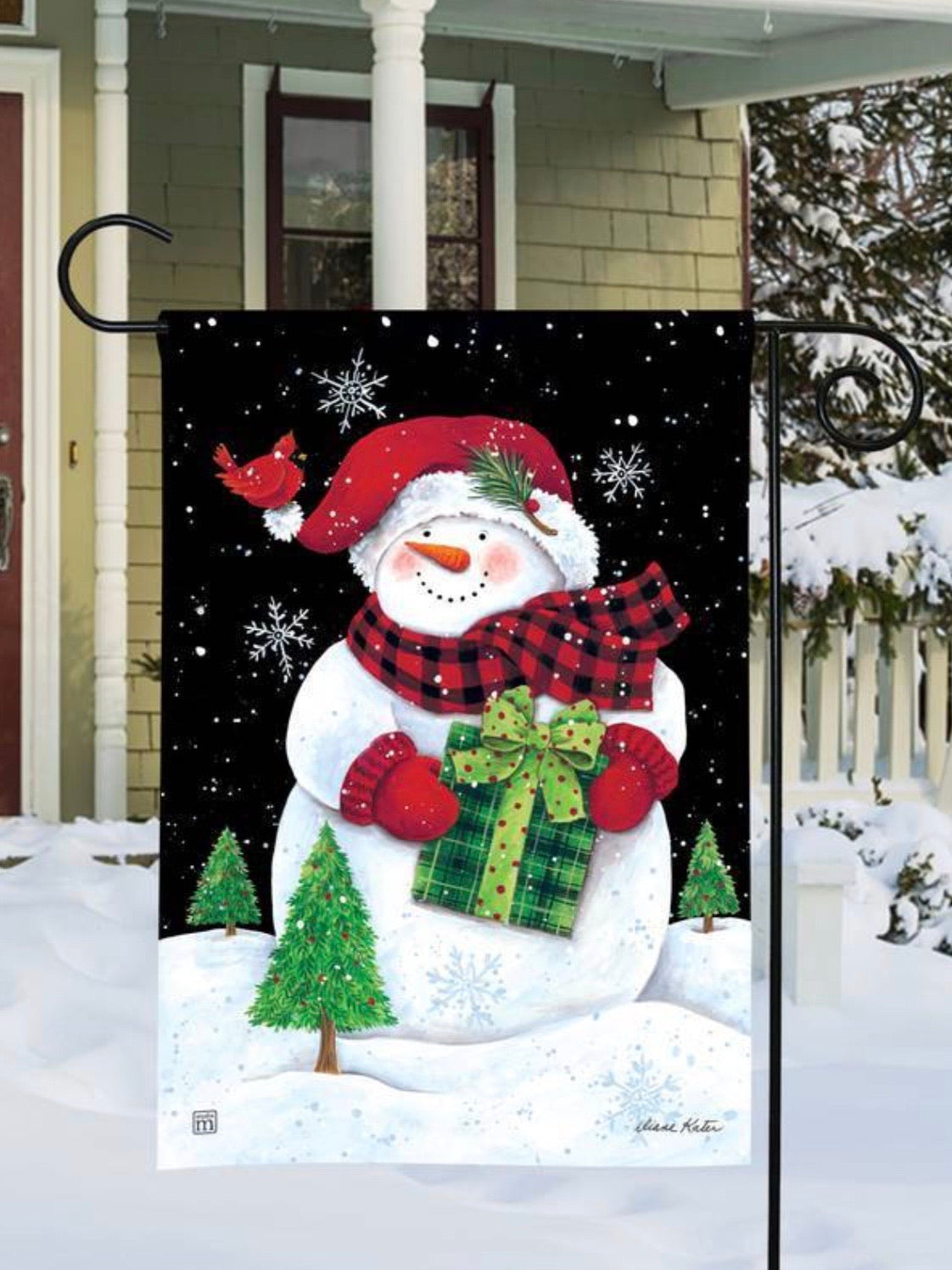 Buffalo Check Snowman Garden Flag (Flag Stand Sold Separately)