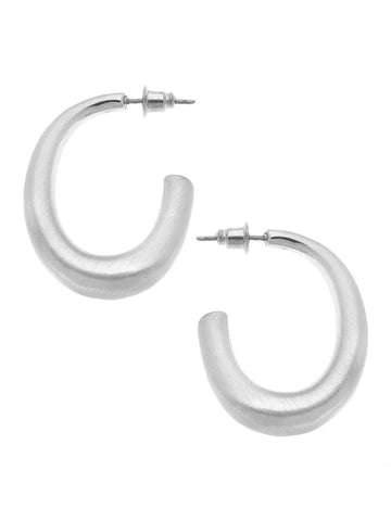 Naomi Hoop Earrings in Satin Silver