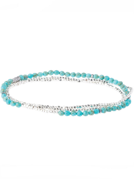 Delicate Stone Turquoise/Silver - Stone of the Sky Wrap Bracelet/Necklace