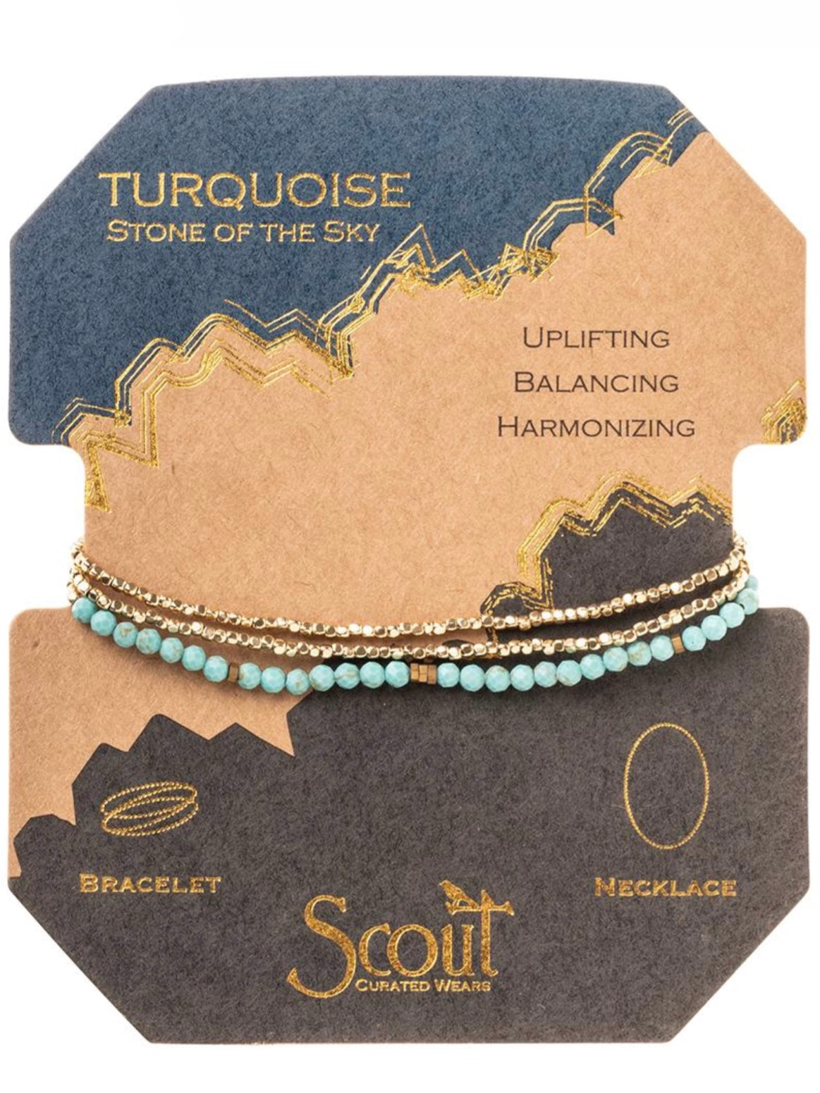 Delicate Stone Turquoise/Gold - Stone of the Sky Wrap Bracelet/Necklace